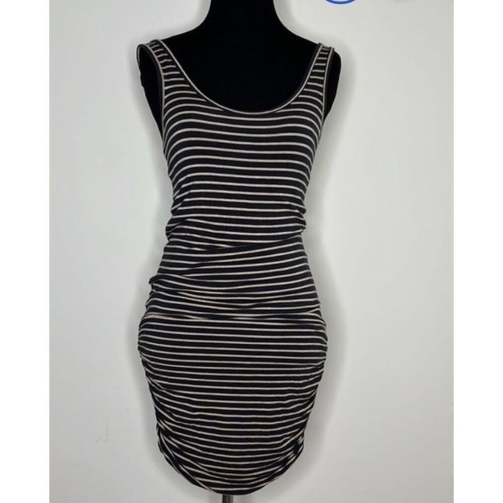 Bella Luxx Los Angeles Striped Dress With Ruched Sided Size Small